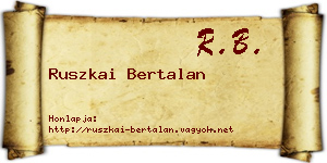 Ruszkai Bertalan névjegykártya